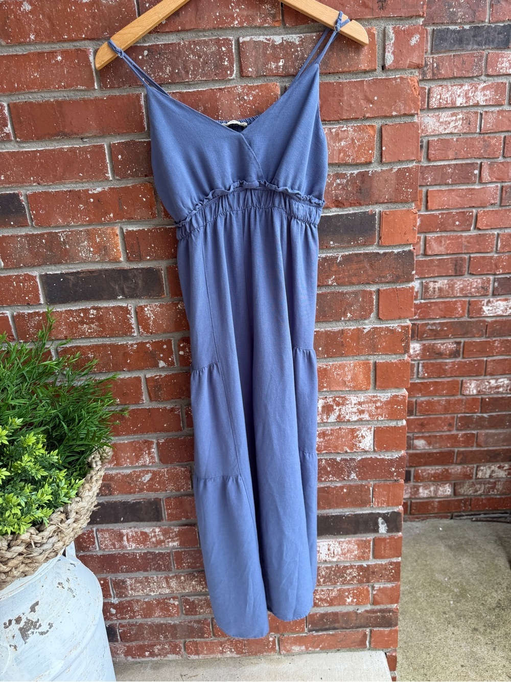 New In Slate Blue Wide Leg Jumper with Ruffles